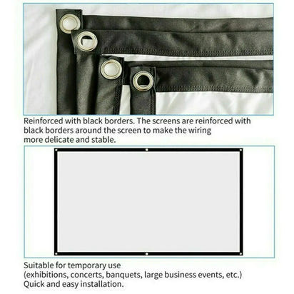 GlowCast™ Portable Foldable Projector Screen 16:9 HD Outdoor Home Cinema Theater 3D Movie