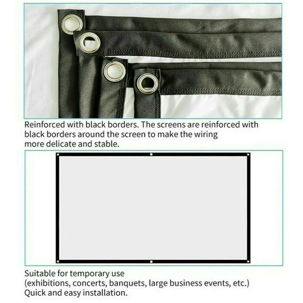 GlowCast™ Portable Foldable Projector Screen 16:9 HD Outdoor Home Cinema Theater 3D Movie